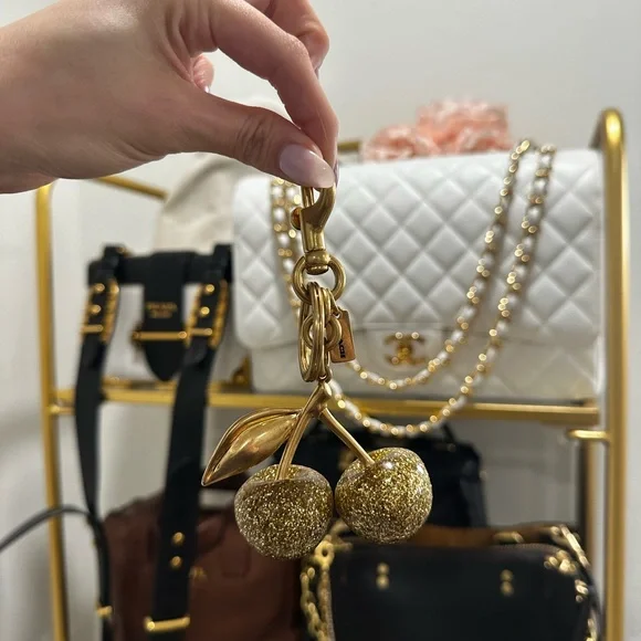 Coach Gold Sparkle Cherry Bag Charm Style Number 77840 - Picture 2 of 5